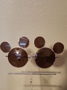 Disney Brown Round Mickey Ear Sunglasses with Gold Frame